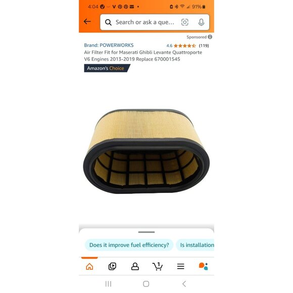 Powerworks Air Filter For Maserati Ghibli Levante Quattroporte V6 Engines 2013-2 - Picture 4 of 10